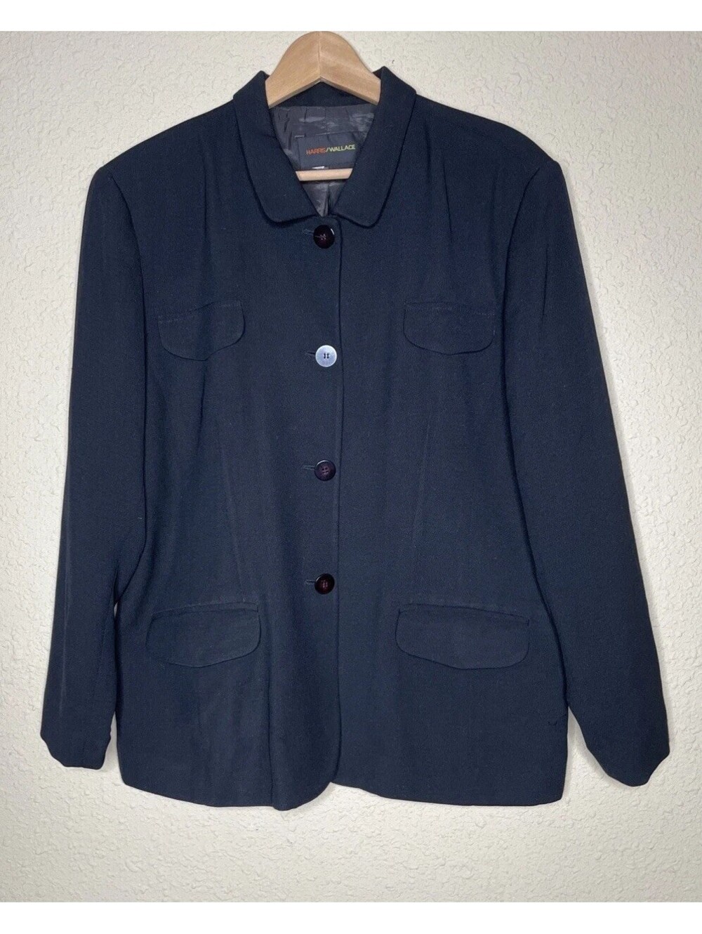 Harris Wallace Women's Size XL Black Blazer 4-Button Lined Jacket